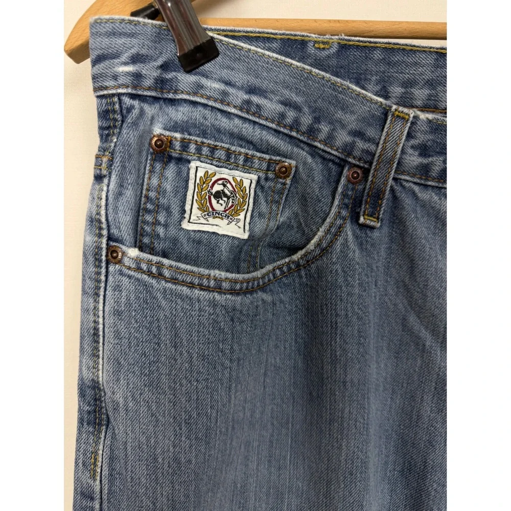Cinch White Label Men's 100% Cotton Jeans 35x32 Blue Straight Leg Medium Wash